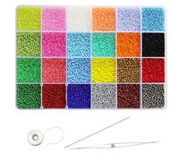 Tibaoffy Size 12/0 Crafts Glass Seed Beads 2mm Tiny Pony Beads Assorted Kit with Organizer Box for Jewelry Making (24 Assorted Multicolor Set, Total About 24000pcs)