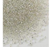 Tibaoffy Size 12/0 Crafts Glass Seed Beads 2mm Transparent Silver Beads for Jewelry Making (Total About 100g About 12000pcs)