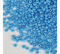 Tibaoffy Size 6/0 Crafts Glass Seed Beads 4mm Blue Bright Beads for Jewelry Making (Total About 100g About 1200pcs)