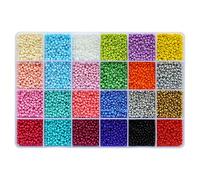 Tibaoffy Size 8/0 Crafts Glass Seed Beads 3mm Pony Beads with Organizer Box for Jewelry Making (24 Assorted Multicolor Set, Total About 7440pcs)