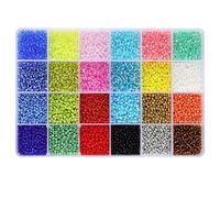 Tibaoffy Size 8/0 Crafts Glass Seed Beads 3mm Pony Beads with Organizer Box for Jewelry Making (24 Assorted Multicolor Set, Total About 9000pcs)