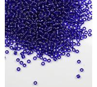 Tibaoffy Transparent Dark Blue with Silver Lined Beads Size 6/0 Crafts Glass Seed Beads 4mm for Jewelry Making (Total About 100g About 1200pcs)