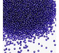 Tibaoffy Transparent Dark Blue with Silver Lined Beads Size 8/0 Crafts Glass Seed Beads 3mm for Jewelry Making (Total About 100g About 3600pcs)