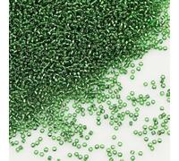 Tibaoffy Transparent Dark Green with Silver Lined Beads Size 12/0 Crafts Glass Seed Beads 2mm for Jewelry Making (Total About 100g About 11000pcs)