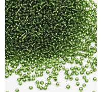 Tibaoffy Transparent Dark Green with Silver Lined Beads Size 8/0 Crafts Glass Seed Beads 3mm for Jewelry Making (Total About 100g About 3600pcs)