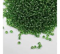 Tibaoffy Transparent Green with Silver Lined Beads Size 6/0 Crafts Glass Seed Beads 4mm for Jewelry Making (Total About 100g About 1200pcs)