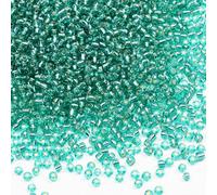 Tibaoffy Transparent Hole Green with Silver Lined Beads Size 8/0 Crafts Glass Seed Beads 3mm for Jewelry Making (Total About 100g About 3600pcs)