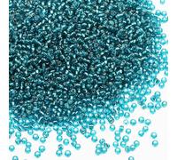 Tibaoffy Transparent Lake Blue with Silver Lined Beads Size 8/0 Crafts Glass Seed Beads 3mm for Jewelry Making (Total About 100g About 3600pcs)