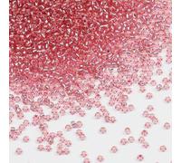 Tibaoffy Transparent Light Pink with Silver Lined Beads Size 8/0 Crafts Glass Seed Beads 3mm for Jewelry Making (Total About 100g About 3600pcs)