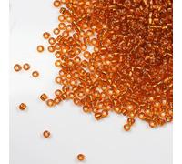 Tibaoffy Transparent Orange with Silver Lined Beads Size 6/0 Crafts Glass Seed Beads 4mm for Jewelry Making (Total About 100g About 1200pcs)