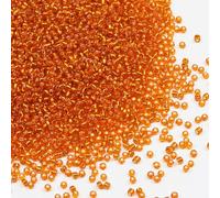 Tibaoffy Transparent Orange with Silver Lined Beads Size 8/0 Crafts Glass Seed Beads 3mm for Jewelry Making (Total About 100g About 3600pcs)