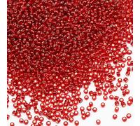 Tibaoffy Transparent Red with Silver Lined Beads Size 8/0 Crafts Glass Seed Beads 3mm for Jewelry Making (Total About 100g About 3600pcs)
