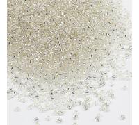 Tibaoffy Transparent with Silver Lined Beads Size 8/0 Crafts Glass Seed Beads 3mm for Jewelry Making (Total About 100g About 3600pcs)