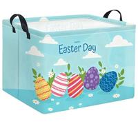 TIBAOLOVER Rectangular Easter Basket for Home Kitchen Baby Girls Basket Cute Storage Bin Organizer Shelf Book Room Decor(Blue Egg)