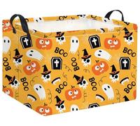 TIBAOLOVER Rectangular Halloween Basket for Kids Cute Pumpkin Basket Storage Bin Organizer Box Room Decor for Halloween Parties(Yellow Pumpkin)
