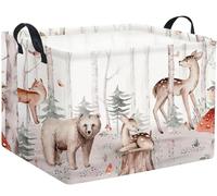 TIBAOLOVER Rectangular Woodland Animal Basket Kids Baby Storage Basket Cute Storage Bin Organizer Shelf Book Woodland Room Decor(Woodland Animal)