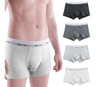 Tibapla 4 Pack Mens Boxers Shorts Breathable Cotton Underwear for Men Multipack Mens Boxer Trunks Tag-free Soft Hip-up Trunks Briefs for Men (UK, Alpha, XXL, Regular, Regular, 4 Colors)