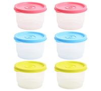 Tibapla 6 Pcs Small Food Containers with Lids 160ML Plastic Sauce Containers Set Reusable Airtight Pots with Lids for Lunch, Yoghurt, Snack, Microwaves Freezer Safe and Dishwasher