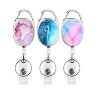 Tibapla Retractable Key Fob, Pack of 3, Retractable ID Card Holder, Key Reel, Retractable Key Ring, Badge Reel for ID Badge Holder, Card Holder, Key Cards