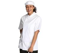 Tibard Short Sleeve Classic Chef Jacket (White, Large (Chest 42-44"))