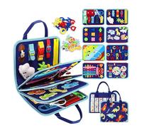 Tibatoes Toddler Montessori Play Board, Tibatoes Montessori Busy Board, Busy Boards Montessori Book for Long Car Rides and Summer Trips Boys Girls (blue-B)