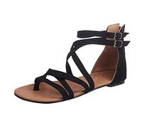 tibenqrt Thong Sandals For Women Flat Back Zip Sandals Ladies Gladiator Sandal Summer Beach Sandal Adjustable Double Buckle Strap Shoe Open Toe Breathable Shoe Dance Slipper Comfortable Lightweight