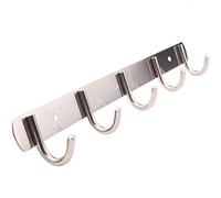 Tiberham Coat Hook Rack, Stainless Steel 5 Hook Storage Organizer Rack, Wall Mounted Hat Coat Towel Hook Rail Bar, Dress Robe Hanger Clothes Key Holder Hook for Door Kitchen Bathroom Bedroom Closet