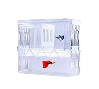 Tiberham Fish Breeding Box, Acrylic Floating Fish Hatchery Isolation Box, Double Layer Fry Hatching Incubator Breeding Rearing Trap, Aquarium Tank Fish Parenting Container Divider with Suction Cups_L