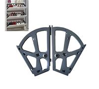 Tiberham Shoe Cabinet Hinges, 2 Pcs Stainless Steel Shoe Rack Flip Frame, Heavy Duty Shoe Storage Shelf Turning Back Replacement Shoe Drawer Rotary Fitting Hardware (2 Layers Black)