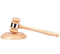 Tiberham Wood Gavel and Sound Block Set, Handcrafted Wooden Gavel with Round Block for Judge Lawyer Student Auction Sale