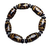Tibet Agate Chalcedony Three Eye Old Dzi Bead Bracelet
