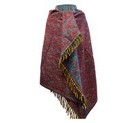 TIBET MAROON BLUE FLORAL PAISLEY WINTER SCARF HANDMADE LUXURIOUS SCARF SHAWL WRAP DECORATION BLANKET OVERSIZED REVERS ABLE WINTER SCARF PURE YAK WOOL SCARF SHAWL GIFT