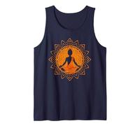 Tibet Monk Meditating Buddha Buddhism Tank Top, Men, Navy Blue, Large