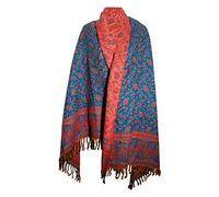 TIBET ORANGE BLUE FLORAL HANDMADE LUXURIOUS SCARF SHAWL WRAP DECORATION BLANKET OVERSIZED REVERS ABLE WINTER SCARF PURE YAK WOOL SCARF SHAWL