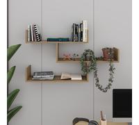 Tibet' Wall-Mounted Bookcase Display Unit 120cm Wide Decortie Dark Brown 1 Pack