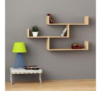 Tibet' Wall-Mounted Bookcase Display Unit 120cm Wide Decortie Natural 1 Pack