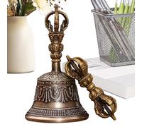 Tibetan Bells - Dharma Altar Object Prayer Bell Singing Bowl Hand Bell, Handmade Singing Bowl Dorje Vajra Buddhism Altar Object Temple Wedding Kitchen Hand Bells