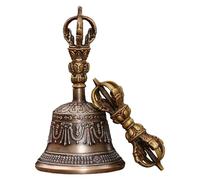 Tibetan Bells - Dharma Object Alter Pray Singing Bowl Hand Bell | Handmade Singing Bowl Dorje Vajra Musical Instruments Handbells for Temple Kitchen Home Wedding Decor