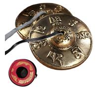 Tibetan Bells Gong Instrument, 2.6 Inches Copper Percussion Instrument with Six Syllable Mantra, Includes Case, Meditation Bell Chimes for Yoga, Wellness, and Energy Restoration