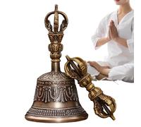 Tibetan Bells - Handmade Buddhist Meditation Bell,Dharma Object Buddhist Singing Bowl Dorje Vajra Musical Instruments Handmade Handbells for Home Christmas Temple Kitchen
