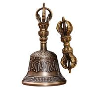 Tibetan Bells - Handmade Dorje Vajra Bell for Buddhist Altar, Sacred Ritual Handbell with Spiritual Sound Function, Dharma Object for Temple, Wedding, Kitchen, Christmas Ceremony, 5 Inches