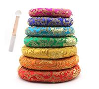 Tibetan Bowl Cushion Buddhist Sound Bowl Pad Silk Brocade Ring Cushion Pillow Tibetan Singing Bowl Mat Singing Bowl Cushion With free mallet (Color : Colored, Size : 8-14 inch)
