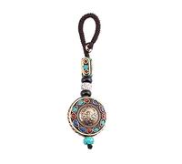 Tibetan Buddha Pendant Keychain Keyring Mantra Sign Yoga Charm Car Key Chain For Women Nepal Ethnic Jewelry Fashion Processed