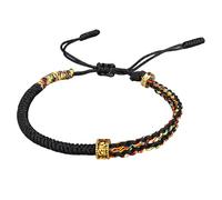 Tibetan Buddhist Good Luck Rope Woven Bracelets,Six Words Tibetan Mantras Amulet Braided Bracelets Handcrafted Rope Woven Wristband for Women, Men, Teens,Adjustable Size,Friendship Present(Black)