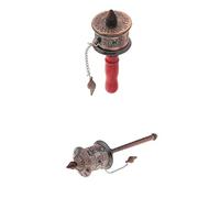 Tibetan Buddhist Hand Prayer Wheel 2pcs Mini Set - Blessings for Home and Office - Om Mani Padme Hum Mantra - Hand Crafted Devotion - Religious Collectible Lucky Charm