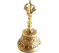 Tibetan Buddhist Meditation Bell And Dorje Set, 100% Handmade Copper Bell For Buddhist Ritual Meditation And Prayer(Color:Brass)
