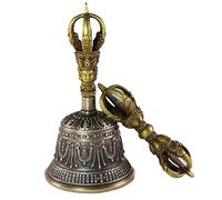Tibetan Buddhist Meditation Bell and Dorje Set, 100% Handmade Puja Bronze Bell, Tibetan Meditation Bell For Sound Healing And Yoga(16cm)