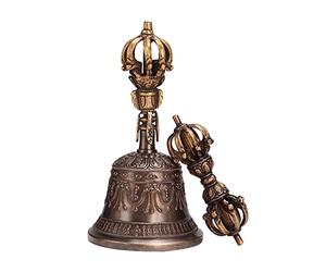 Tibetan Buddhist Meditation Bell And Dorje Set, Extraordinary Craftsmanship Is Poured Into This Gorgeous Hand Bell To Make It Stand Out From The Crowd(Size:15cm)