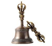 Tibetan Buddhist Meditation Bell and Dorje Set, It Can Be A Bell For Yoga And Meditation, A Hotel Bell, An Office Bell For Home Or Office, A Sound Healing Instrument, A Musical Instrument(18.5cm)