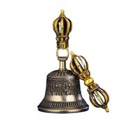Tibetan Buddhist Meditation Bell And Dorje Set Special Metal Cast Tibetan Bells Made In India For Meditation, Rituals, Prayers And As Buddhist Tools(Brass)